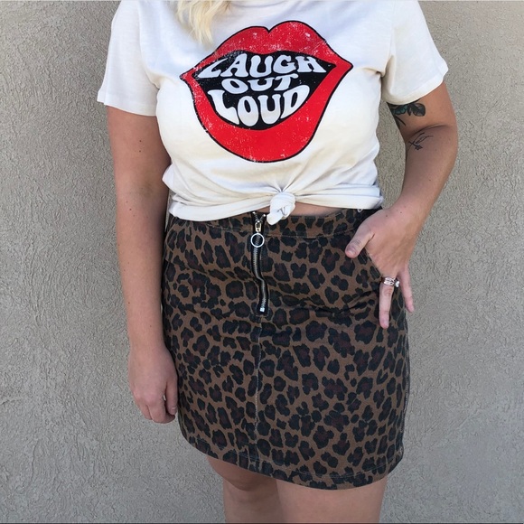 Leopard Denim Skirt - Picture 2 of 2